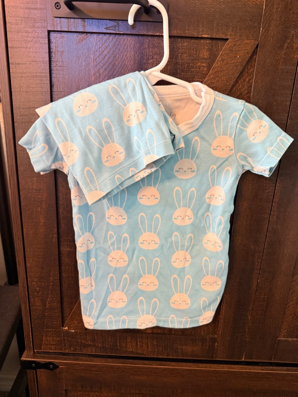 Blue Bunny Print Toddler Pajama Set